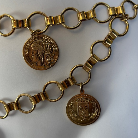 Vintage Gold Coin Chain Belt Republique Francaise - Adjustable - Super Sassy! - Picture 8 of 10